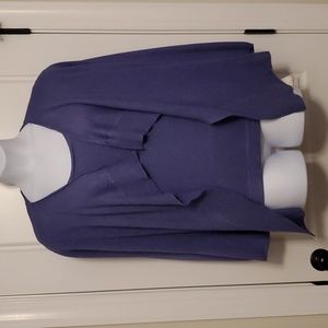Cardigan set in blue denim shade with draping design